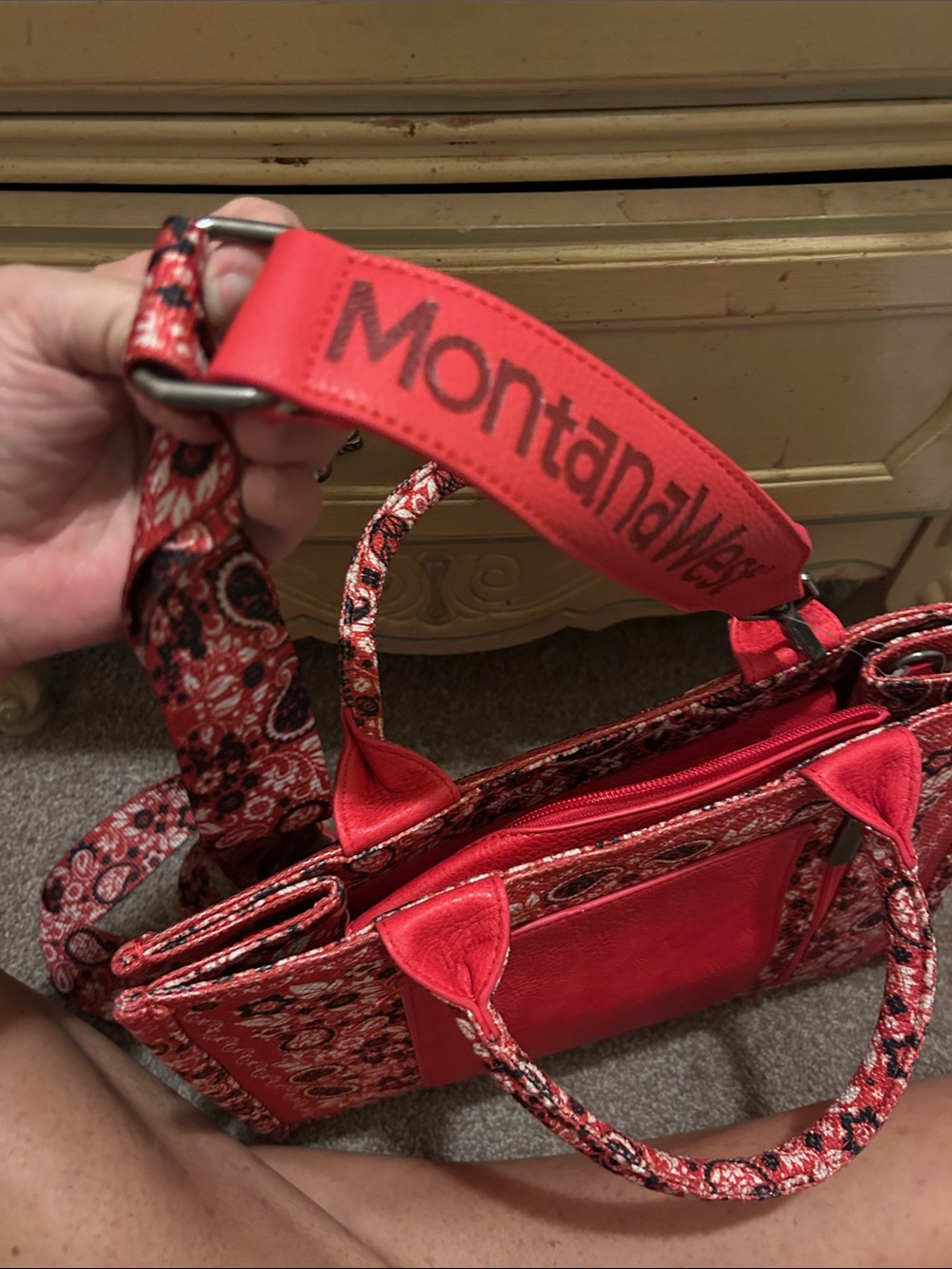 Montana West Red Paisley-Print Tote Bag for Women - Picture 6 of 11
